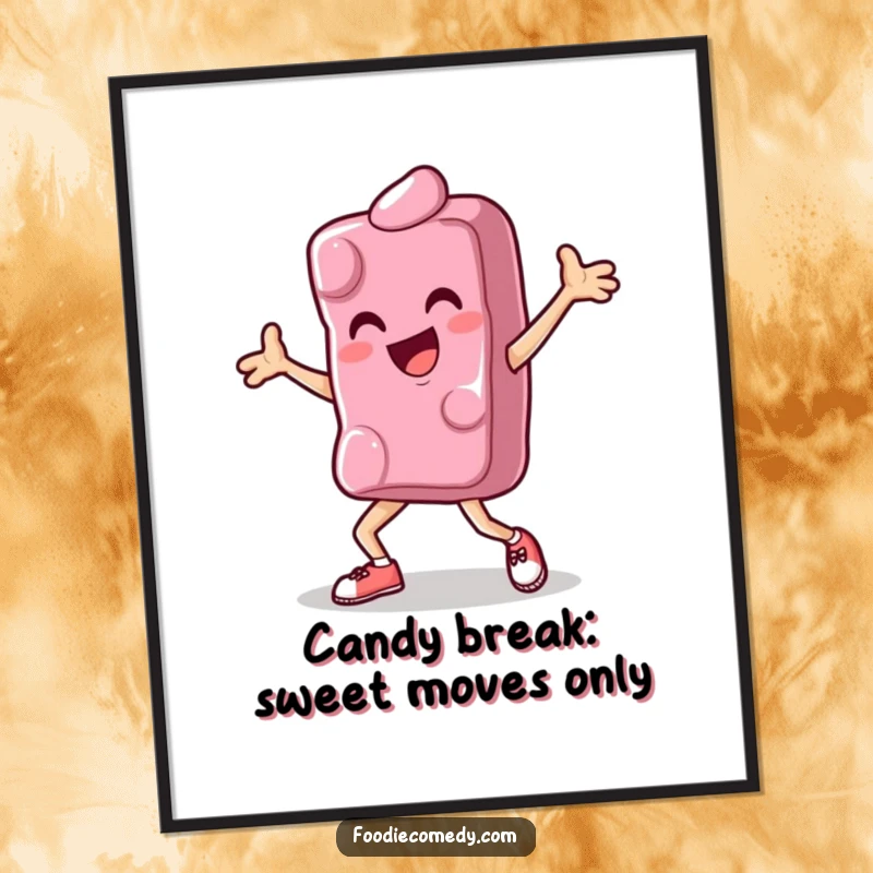 Funny Free Printable Wall Art: A vibrant candy breakdancing with energy, radiating fun and excitement.