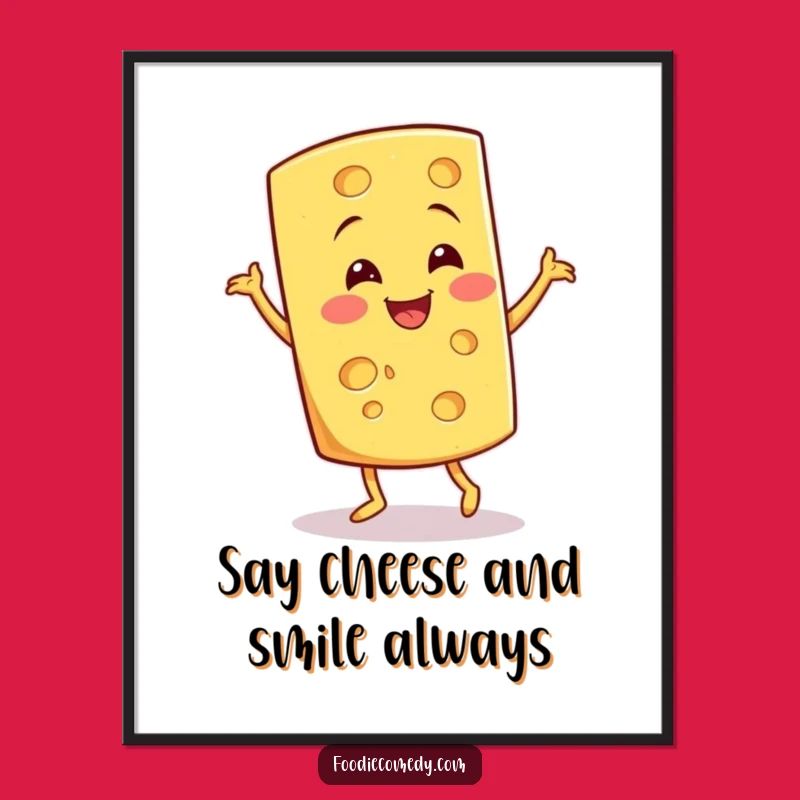 Free Printable Cheese Jig Wall Art - Smiling Wedge Downloadable Decor Gift