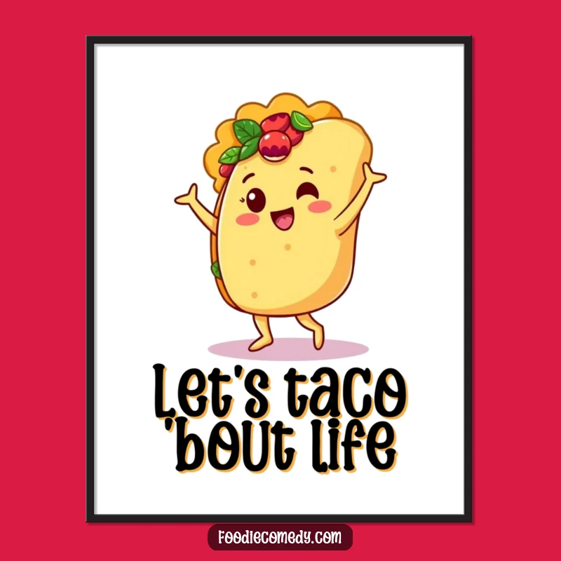 Free Printable Funny Taco Salsa Dancing Wall Art - Humorous Foodie Downloadable Decor