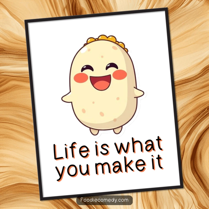 Funny Free Printable Wall Art: A smiling burrito spinning with a wide grin, creating energetic and humorous downloadable art.