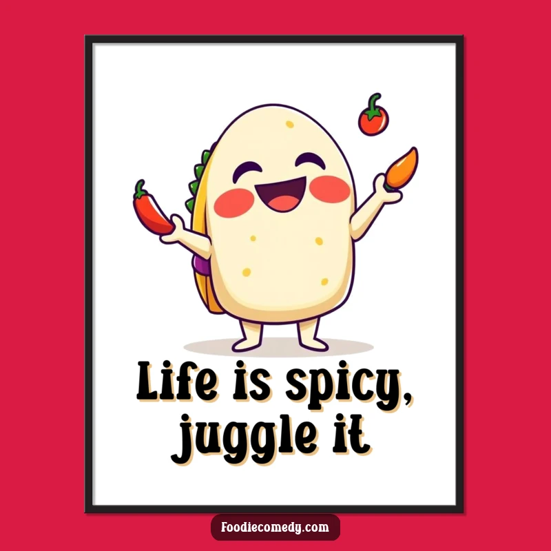 Free Printable Juggling Taco Wall Art - Funny Mexican Food Downloadable Art Gift
