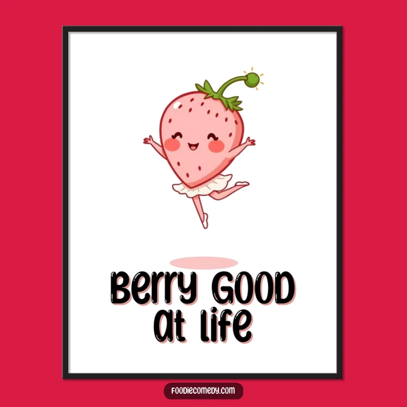 Free Printable Wall Art: Ballet Strawberry, Whimsical Downloadable Decor, Artistic Fruit Print