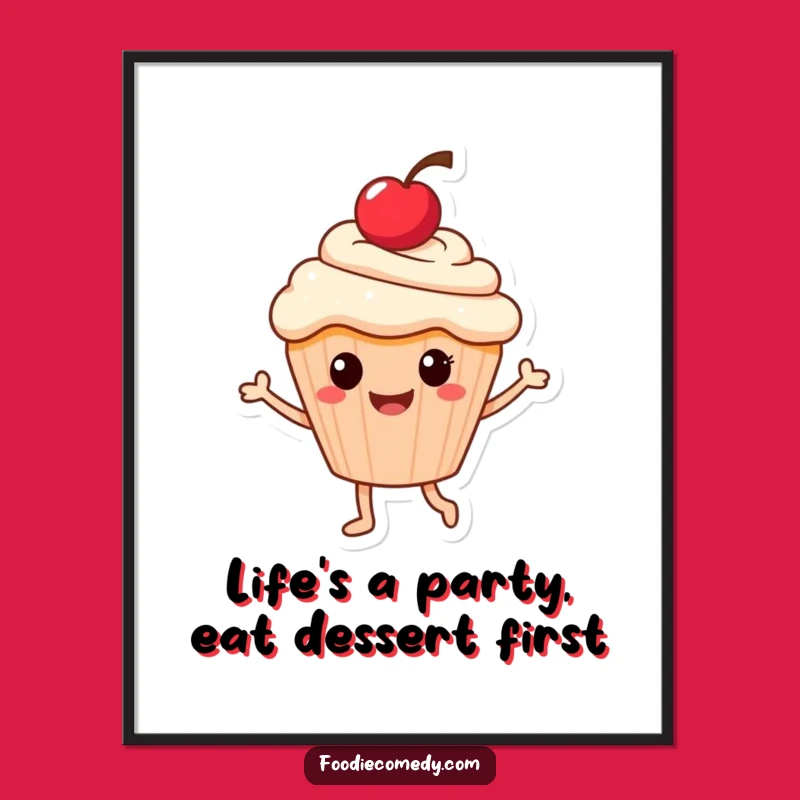 Free Printable Wall Art: Dancing Cupcake - Whimsical Decor Download