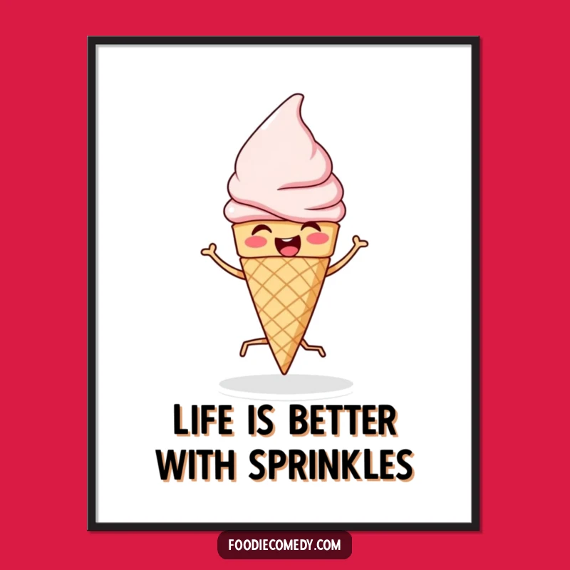 Free Printable Wall Art: Funny Jigging Ice Cream Cone Downloadable Decor for Fun Spaces