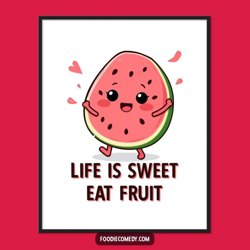 Free Printable Wall Art: Groovy Watermelon Slice, Funny Downloadable Decor, Hip Hop Art Print