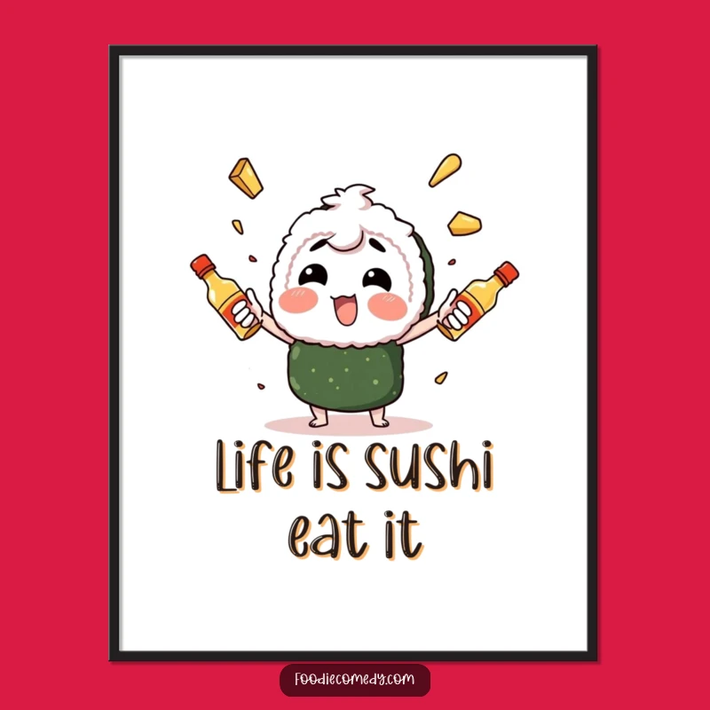 Free Printable Wall Art: Juggling Sushi Funny Downloadable Decor for a Quirky Space