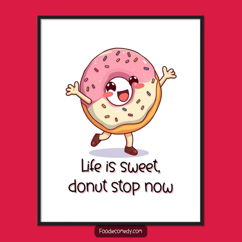 Funny Free Printable Wall Art: Breakdancing Donut - Downloadable Art for a Playful Space