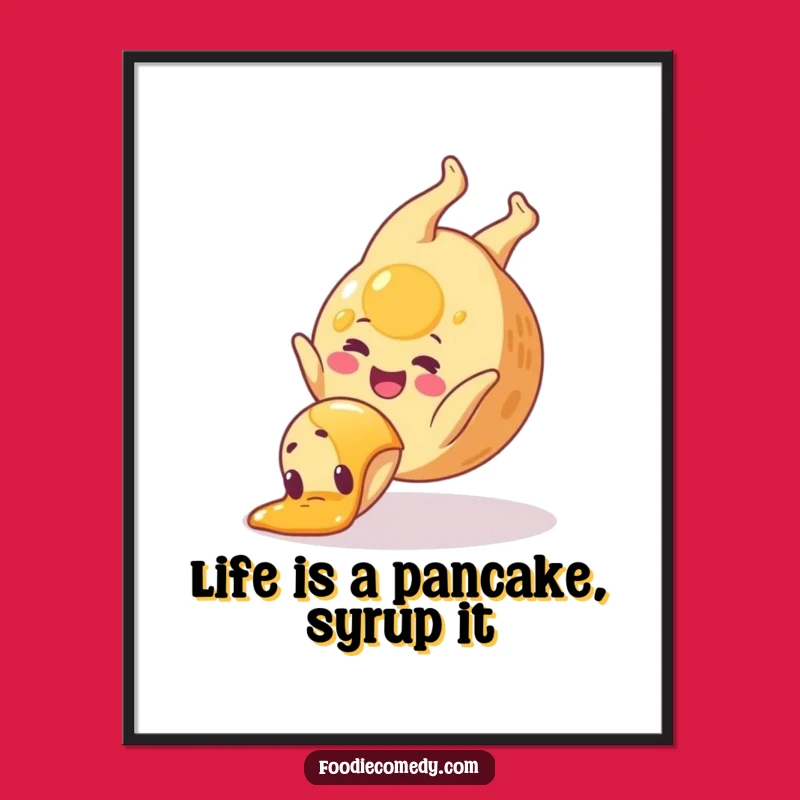 Funny Free Printable Wall Art: Pancake Acrobat - Hilarious Breakfast Downloadable Art for Kitchen Decor