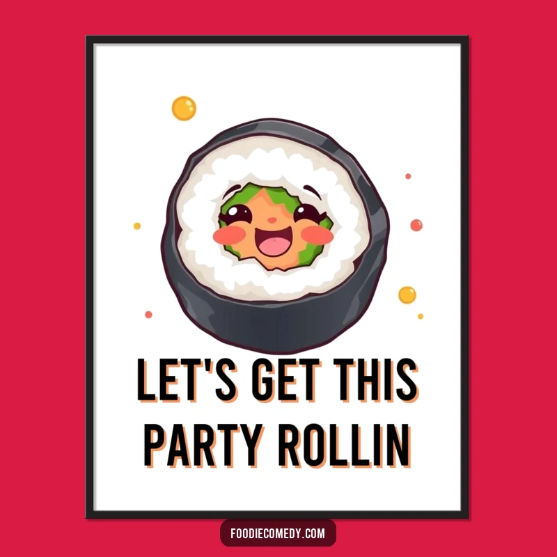 Free Printable Wall Art: Funny Twirling Sushi Roll Downloadable Decor for Foodies