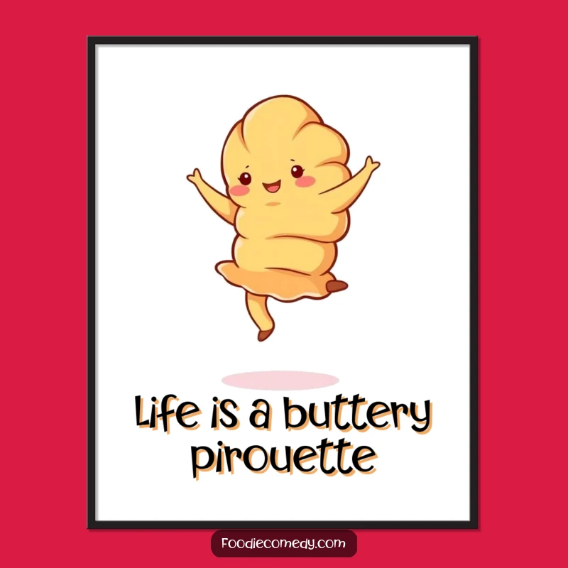 Funny Free Printable Wall Art: Croissant Dancer - Artistic Downloadable Art for Chic Kitchens