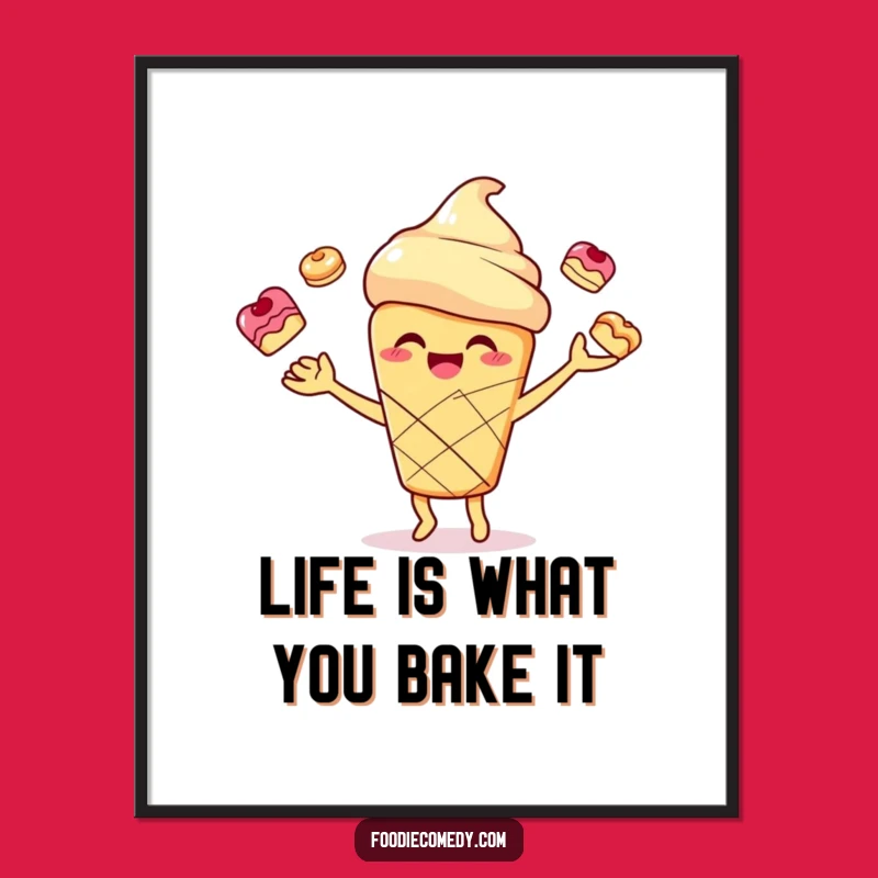 Free Printable Scone Wall Art: Funny Juggling Dessert Downloadable Decor