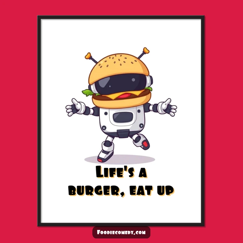Free Printable Burger Robot Dance Art: Funny Downloadable Wall Decor