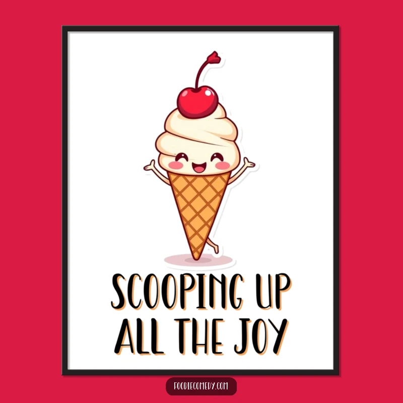 Funny Free Printable Wall Art: Kawaii Ice Cream Jig, Quirky Downloadable Decor