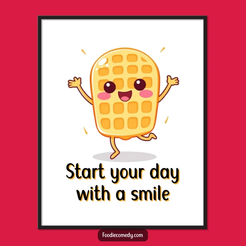 Free Printable Waffle Aerobics Wall Art - Bouncy Breakfast Downloadable Decor Gift