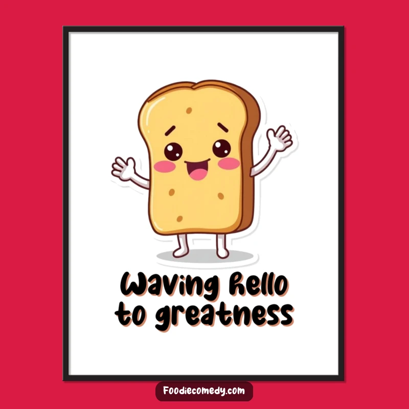 Funny Free Printable Wall Art: Waving Bread Loaf Greeting, Quirky Decor