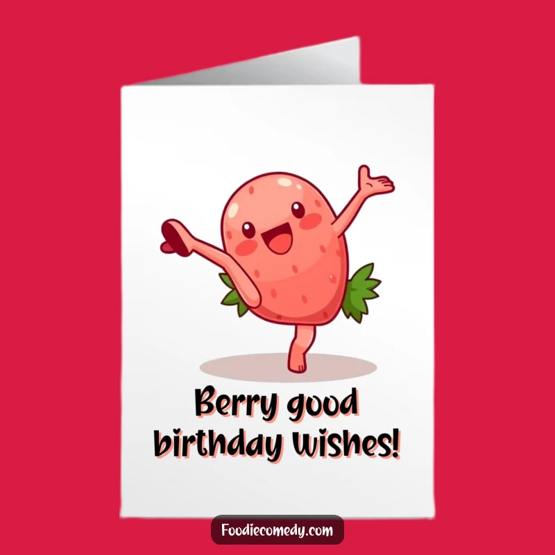 Funny Free Printable Birthday Card: Strawberry Cartwheel Fun, Downloadable DIY Gift