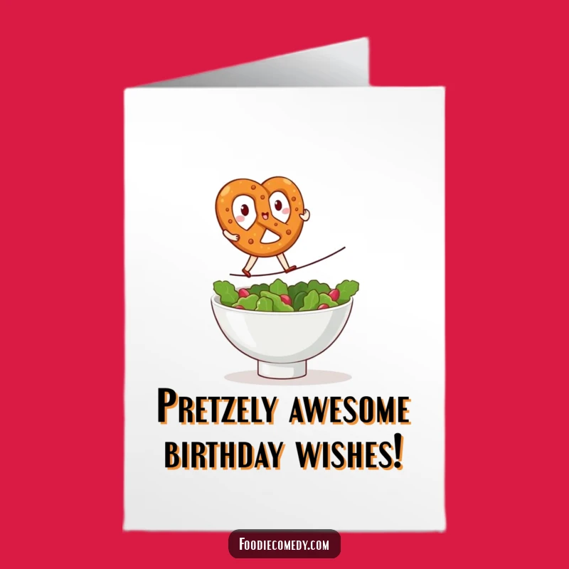 Free Printable Birthday Card: Pretzel Tightrope Act, Funny Downloadable Gift