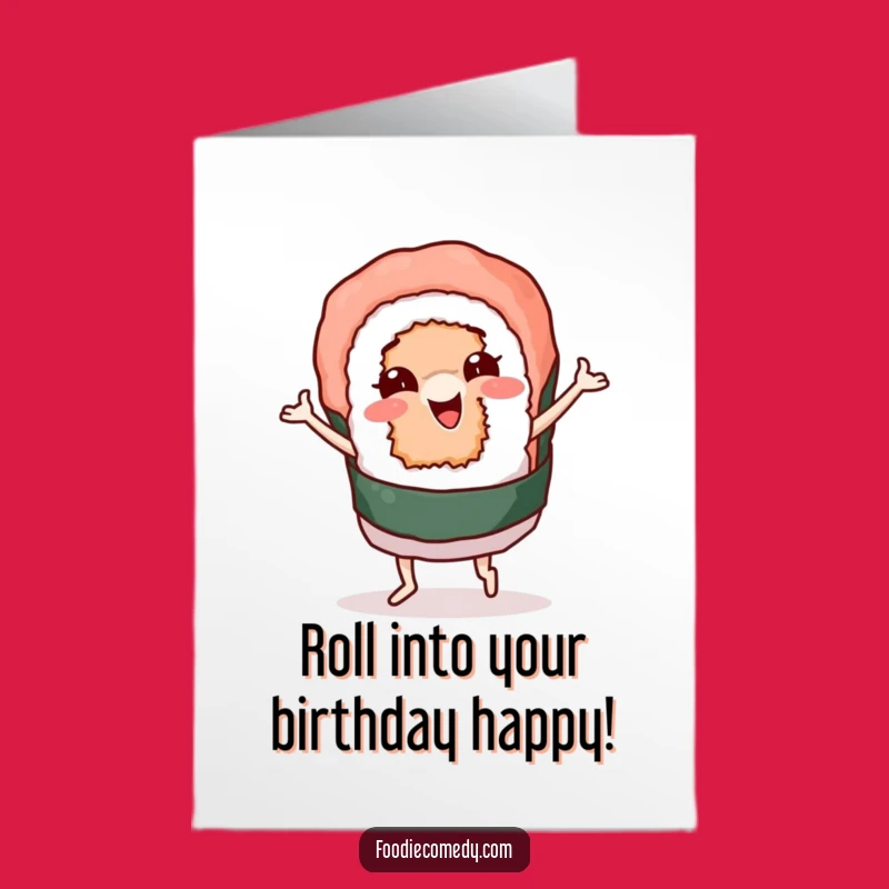 Free Printable Birthday Card: Sushi Roll Grooving, Downloadable Funny Gift