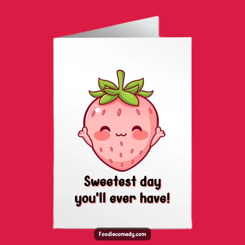Free Printable Blushing Strawberry Birthday Card - Funny DIY Downloadable Gift