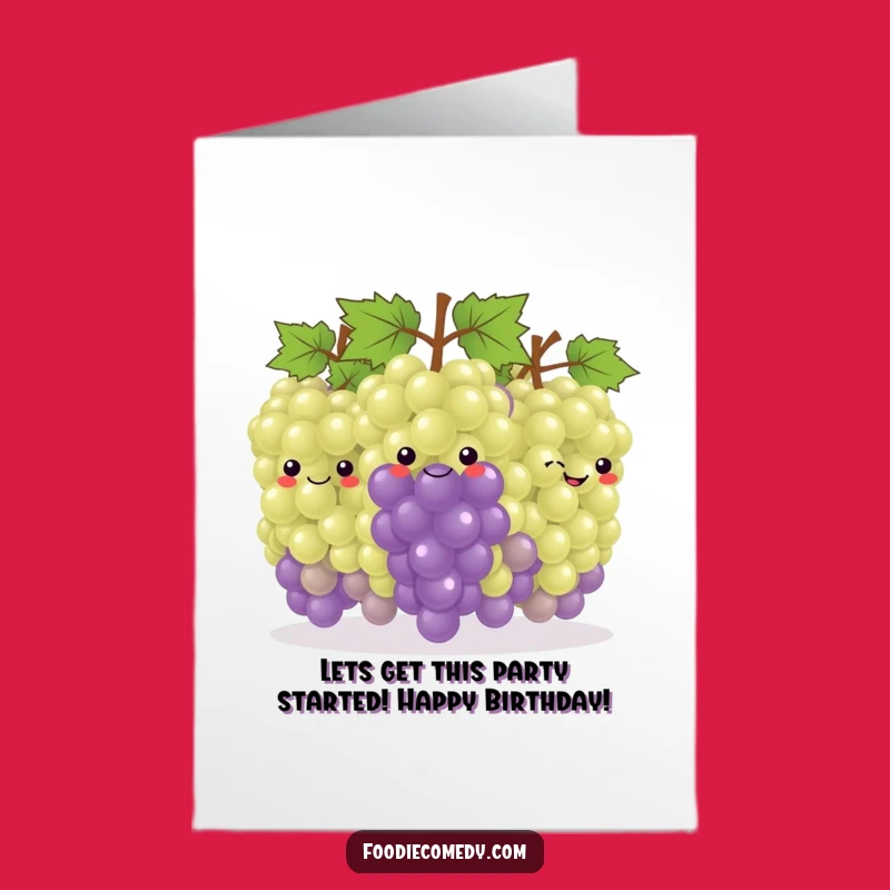 Free Printable Funny Birthday Card: Grape Conga Line, Festive Fun, Downloadable Print-at-Home Joy