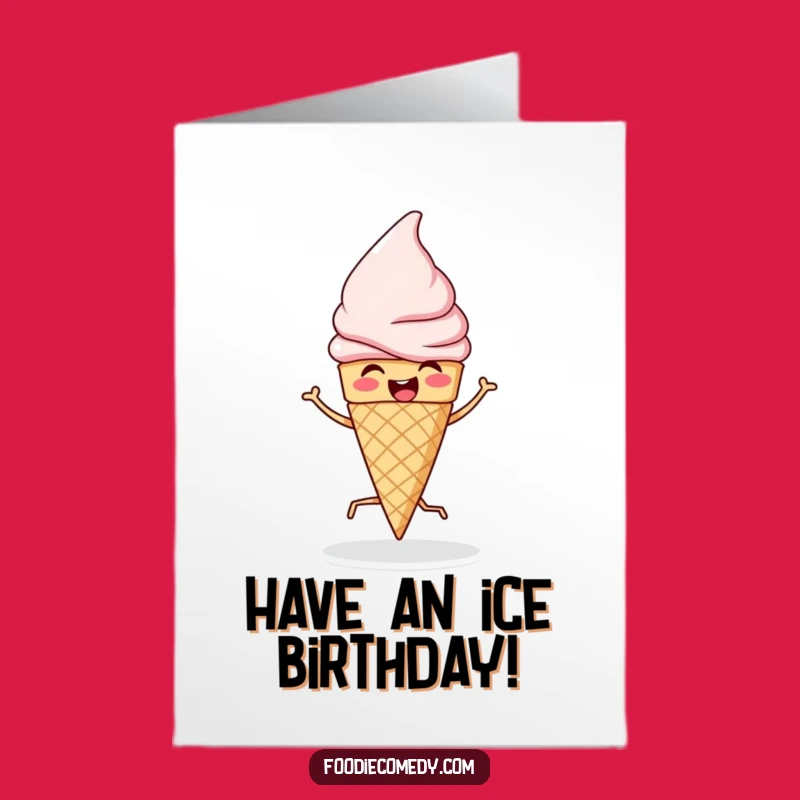 Free Printable Ice Cream Birthday Card: Funny Jigging Cone, Downloadable Gift for a Sweet Day