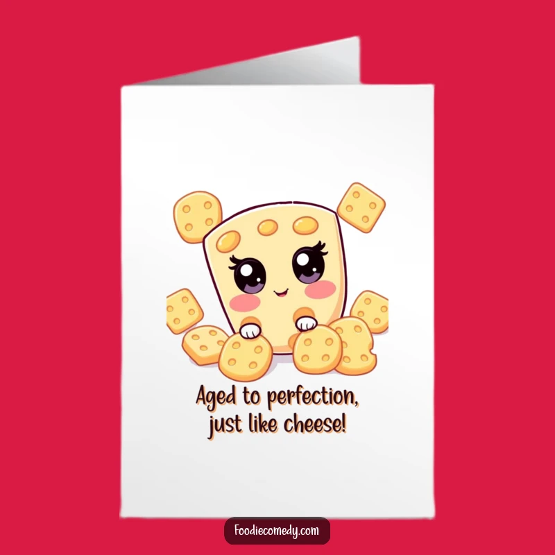 Funny Free Printable Cheese Birthday Card: Kawaii Hide-and-Seek Slice, Downloadable Gift