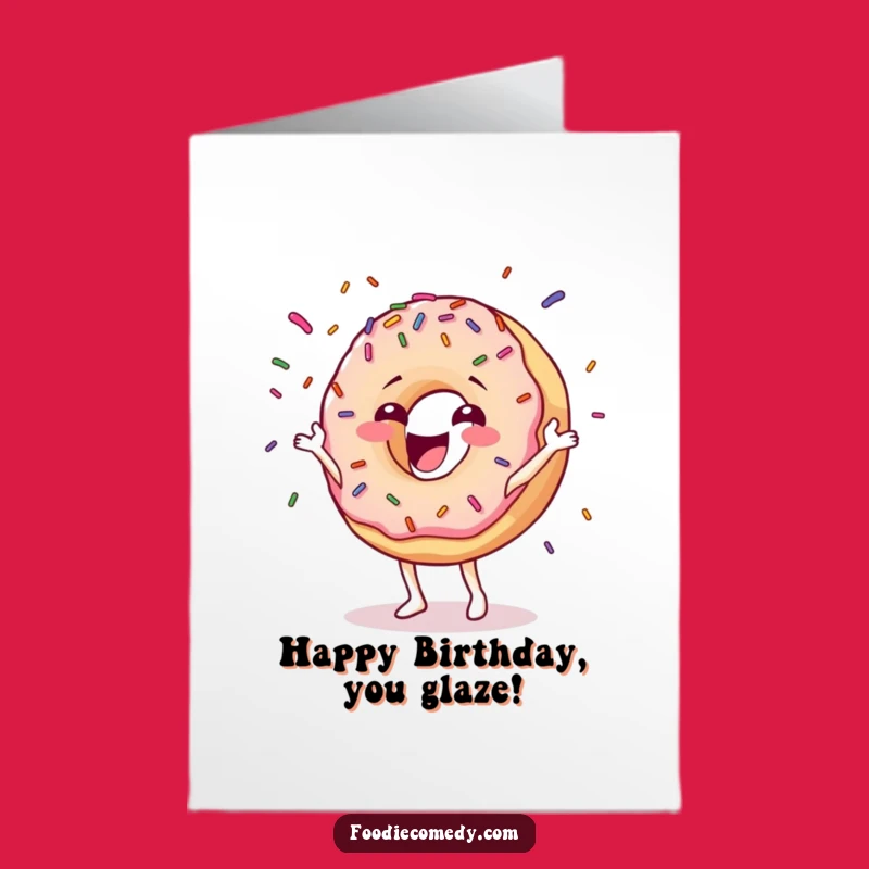 Free Printable Birthday Card: Donut Juggles Sprinkles Happy Birthday - Downloadable Sweet Treat Humor