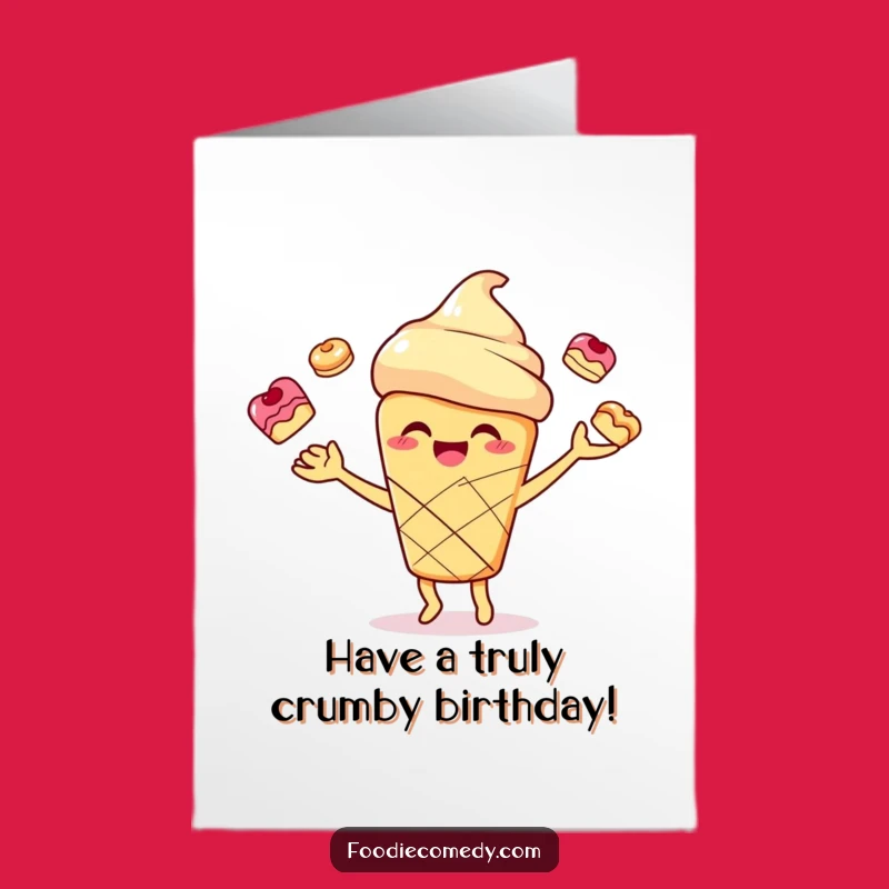 Free Printable Scone Birthday Card: Funny Juggling Dessert Downloadable Gift