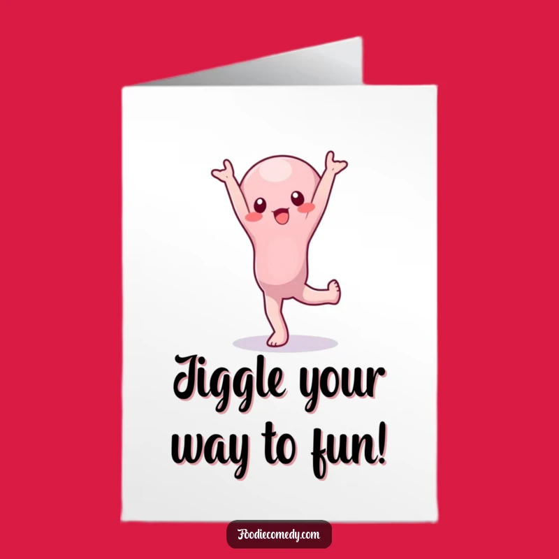 Free Printable Birthday Card: Wobbly Jelly Handstand Funny Downloadable Gift