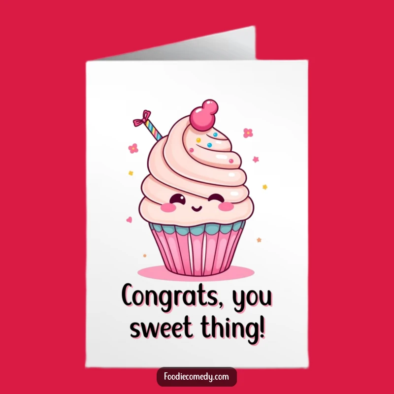 Free Printable Congrats Card: Kawaii Cupcake Party Favor - Funny Downloadable Gift