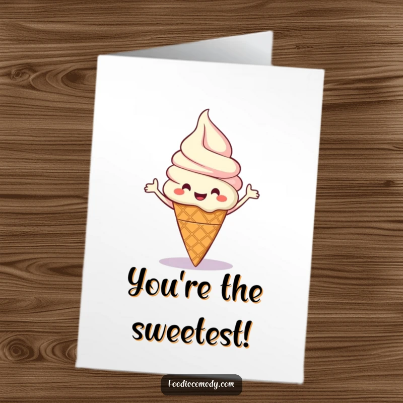 Funny Free Printable Congratulations Card: A happy ice cream cone grooving to a beat, celebrating your fantastic achievement.