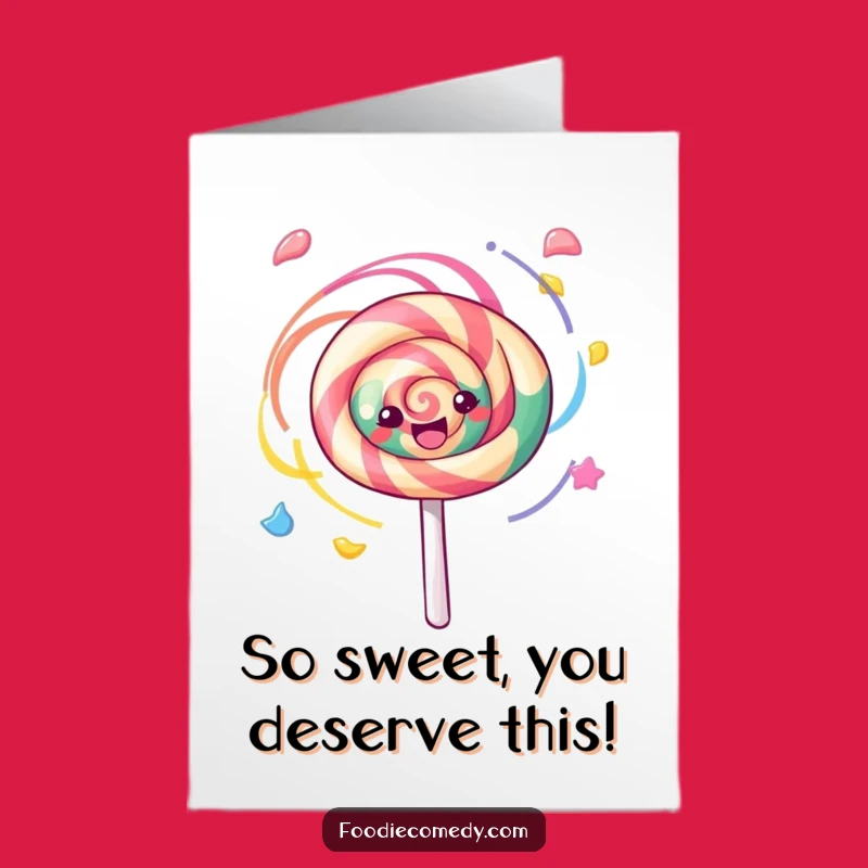 Free Printable Lollipop Congrats Card: Kawaii Swirls, Spinning Celebration Downloadable