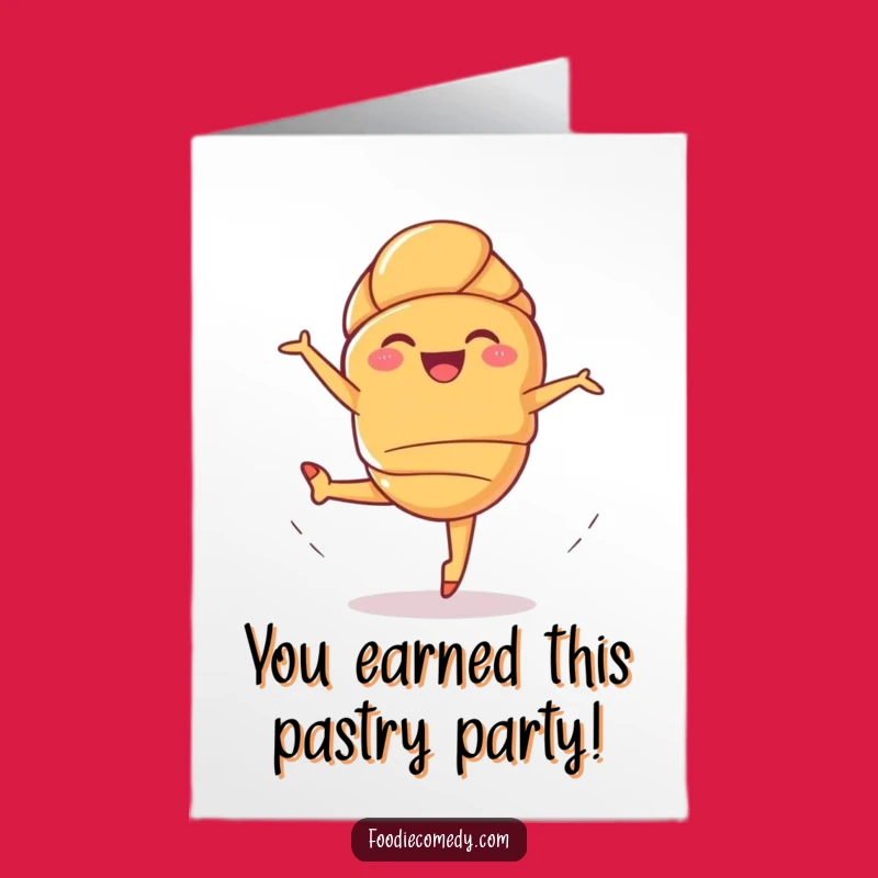 Free Printable Croissant Ballet Card - Giggling Pastry Congratulations Downloadable Gift