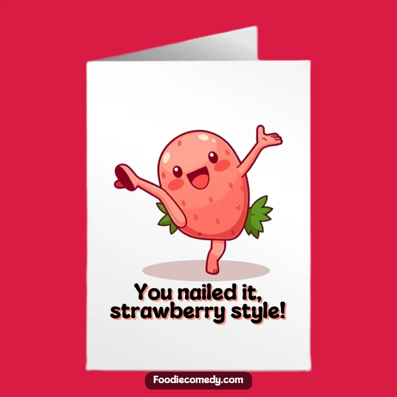 Free Printable Congrats Card: Strawberry Cartwheel Achievement, Downloadable Funny Gift