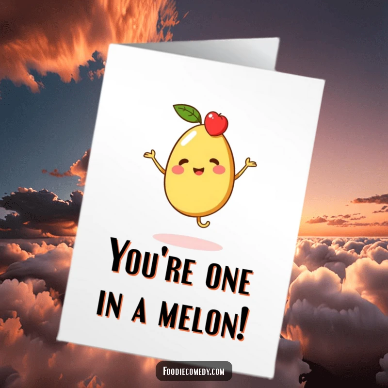 Funny Free Printable Congratulations Card: A vibrant piece of fruit performing a merry jig, celebrating your success with zest.