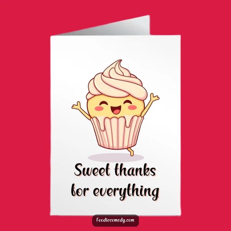 Free Printable Cupcake Thank You Card - Funny Dessert Lover Downloadable Gift