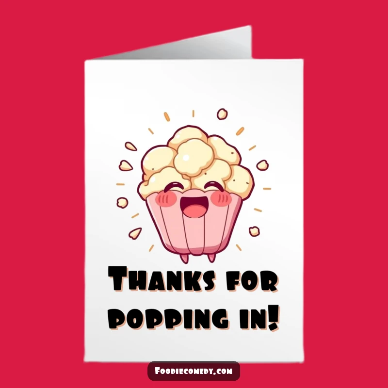 Free Printable Popcorn Thank You Card: Kawaii Explosion, Cheerful Gratitude Downloadable