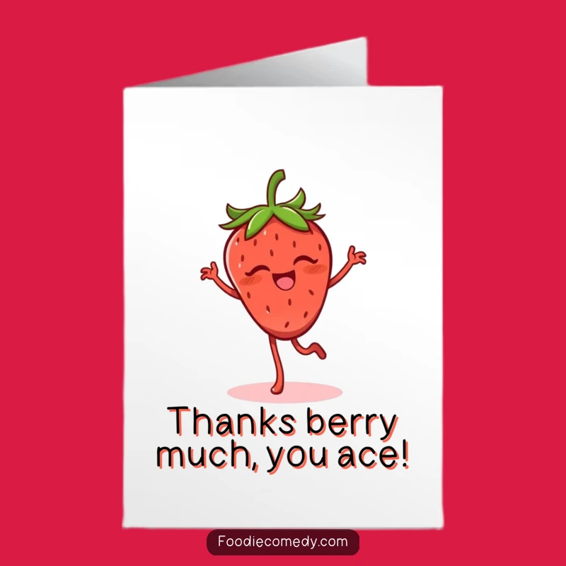 Free Printable Strawberry Thank You Card: Funny Flamenco for a Downloadable Gift
