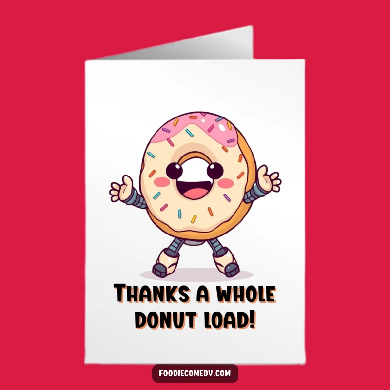 Free Printable Thank You Card: Donut Robot Thanks, Humorous Downloadable Gift