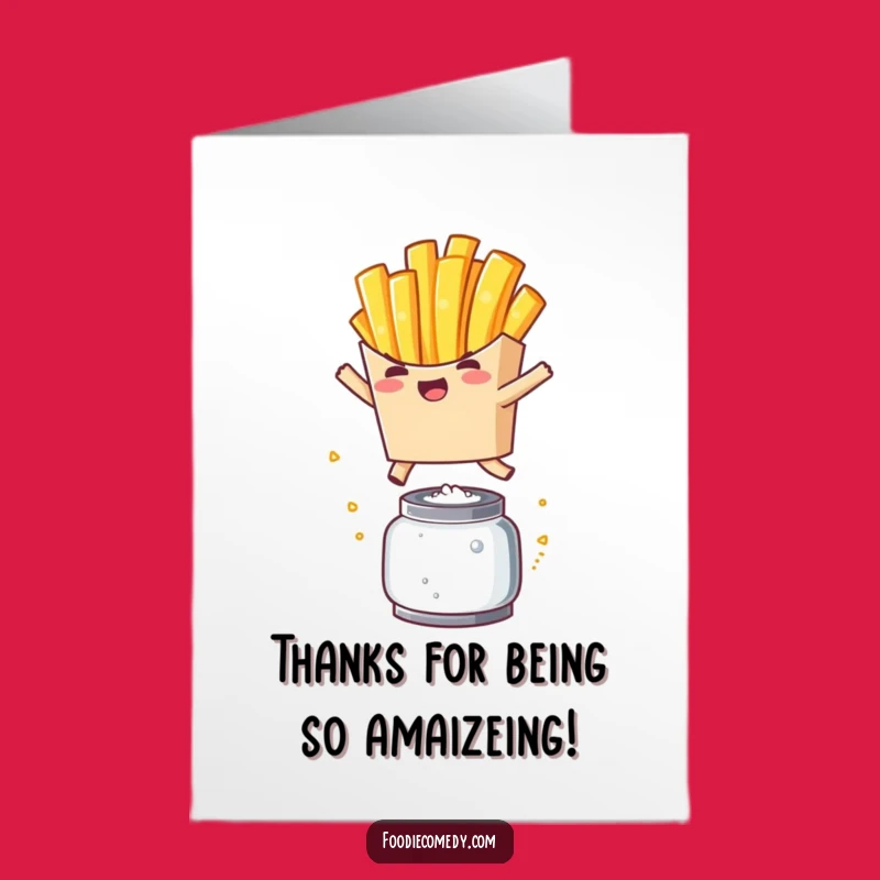 Free Printable Thank You Card: Kawaii Fry's Salt Shaker Leap - Funny Downloadable Gift