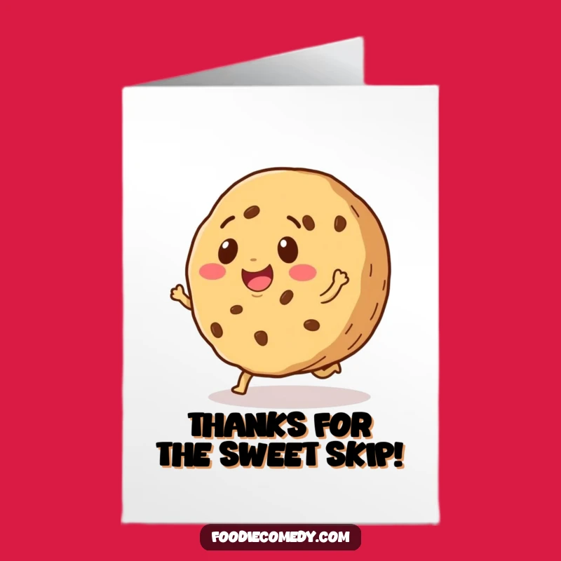 Free Printable Thank You Card: Smiling Cookie Skip Greeting, Perfect DIY Downloadable Gift!