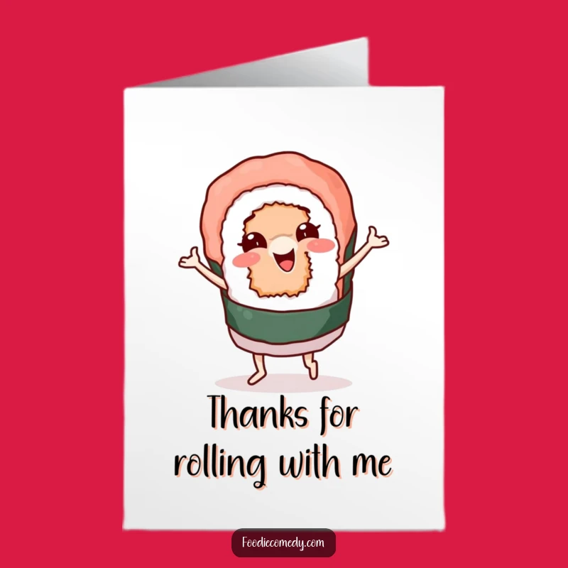 Free Printable Thank You Card: Sushi Roll's Thank You Dance, Downloadable Fun