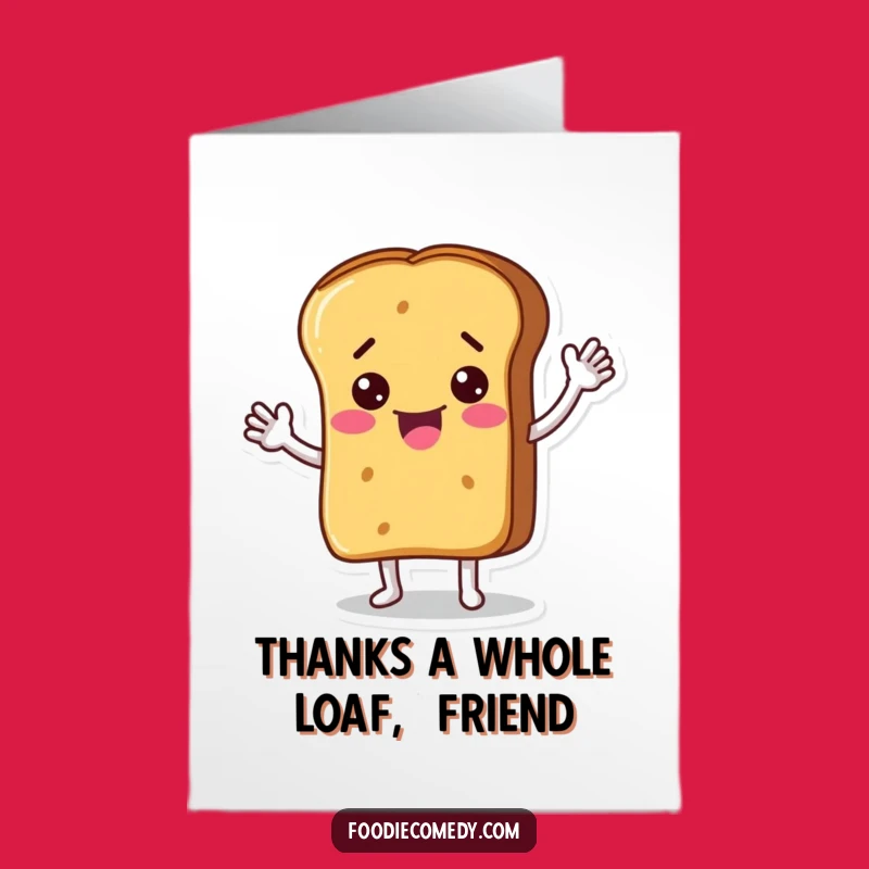 Free Printable Thank You Card: Waving Bread Loaf Gratitude, Downloadable Fun