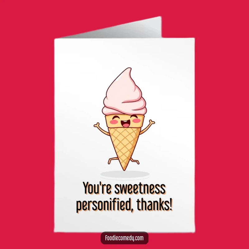 Free Printable Thank You Ice Cream Cone: Funny Jigging Card, Downloadable Gift for Your Gratitude