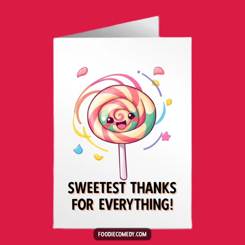 Free Printable Lollipop Thank You Card: Kawaii Swirls, Spinning Gratitude Downloadable