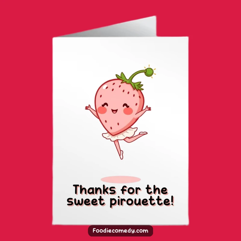 Free Printable Thank You Card: Strawberry Ballerina, Elegant Downloadable, Print at Home Thanks