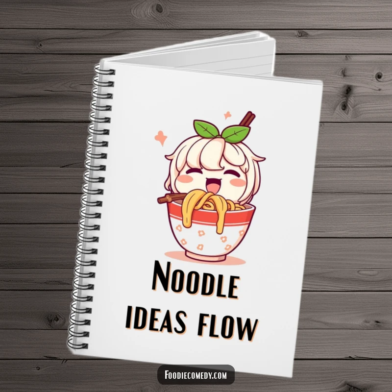 Funny Notebook: A happy cup of noodles character slurps noodles, inspiring delicious recipes and joyful note-taking.