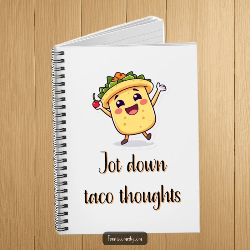 Funny Notebook: A taco character jigs with a chili pepper, inspiring creative recipes and cheerful note-taking.