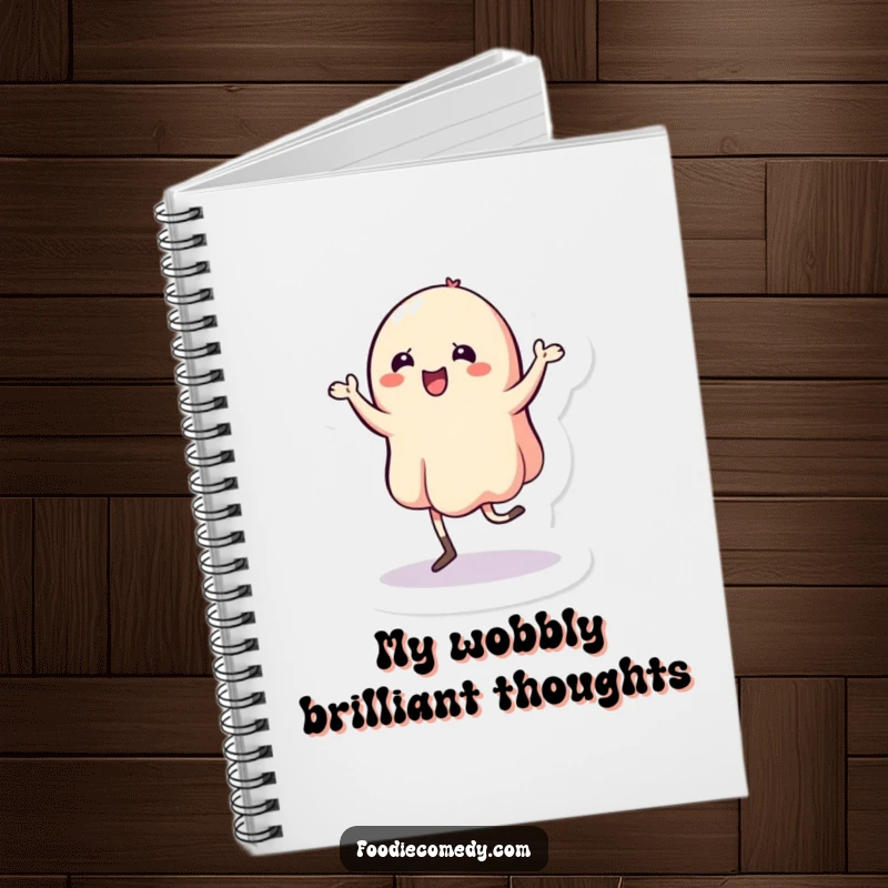 Funny Jelly Notebook: A wobbly jelly character dances a jig, ideal for notes and playful ideas.