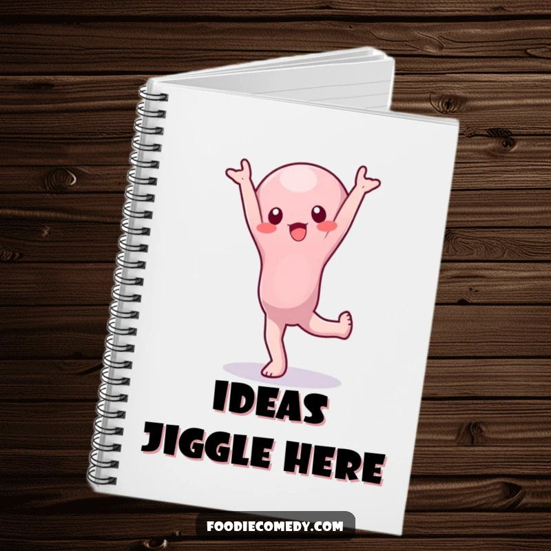 Funny Notebook: A wobbly jelly character attempts a handstand, encouraging witty notes and humorous ideas within its pages.